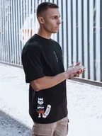Koszulki męskie - T-shirt męski z nadrukiem czarny Dstreet RX5531-M - miniaturka - grafika 1