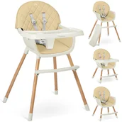 Krzesełka do karmienia - Krzesełko do karmienia dla dzieci regulowane 3w1 tacka Nukido Lilo beżowe - miniaturka - grafika 1