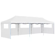 Pawilony ogrodowe - vidaXL Składany namiot imprezowy z 5 ścianami bocznymi, 3 x 9 m, biały 48873 - miniaturka - grafika 1