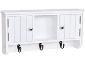 Meble do przedpokoju - Biała Półka Ścienna Na Klucze Z Półką I Drzwiczkami S4-W45 - miniaturka - grafika 1