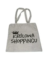 Torby i wózki na zakupy - Torba na zakupy z nadrukiem KRÓLOWA SHOPPINGU KORONA na zamek TA-44 szary - miniaturka - grafika 1