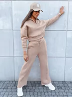 Dresy damskie - Komplet dresowy damski MARINO beżowy Dstreet AY0975-L - miniaturka - grafika 1