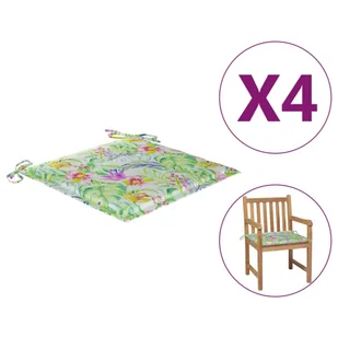 vidaXL Poduszki na krzesła ogrodowe 4 szt. wzór w liście 50x50x4 cm  314066 - Pozostałe meble ogrodowe - miniaturka - grafika 2