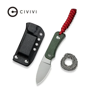 Nóż na szyję Civivi Baby Banter Fixed Green Canvas Micarta, Stonewashed Nitro-V by Ben Petersen (C23045-2) - Noże - miniaturka - grafika 1