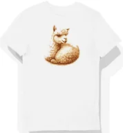 Koszulki męskie - Koszulka męska biała z motywem odpoczywającej alpaką w beżowym futrze XXL - miniaturka - grafika 1