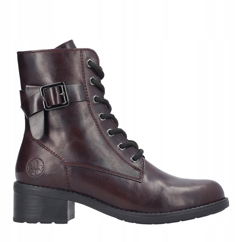 Rieker Trzewiki Damskie Bordowe 75431-35-BLACK r.36