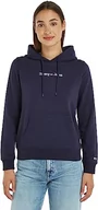 Bluzy damskie - Tommy Jeans Damska bluza z kapturem Tjw Reg Serif Linear, Ciemna granatowa, L - miniaturka - grafika 1