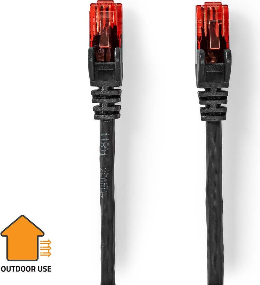 Kabel sieciowy CAT6 RJ45 męski RJ45 męski U/UTP 30,0 m Zewnętrzny Okrągły PE Czarny Etykieta