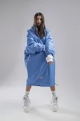 Płaszcze damskie - Ocieplany Płaszcz longline hoodie oversize baby blue - miniaturka - grafika 1