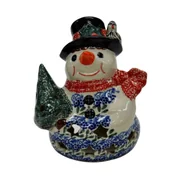 Ozdoby bożonarodzeniowe - Ceramiczny bałwan mały Ceramika Bolesławiec - miniaturka - grafika 1