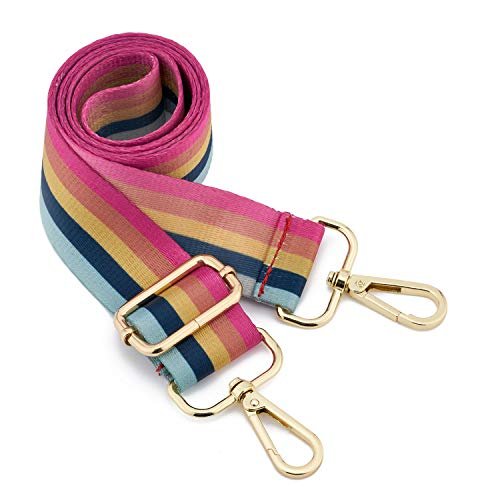 Wide Shoulder Strap regulowany pasek wymienny Guitar Style Crossbody Bag Strap Multicolor Canvas Straps (szerokość: 1,4 cala, długi: 10 cm) (tęczowy 2)