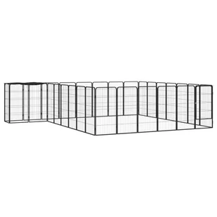 vidaXL Kojec dla psa, 30 paneli, czarny, 50x100 cm, stal - Sprzęt podróżny i transportery dla psów - miniaturka - grafika 1