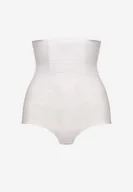 Moda i Uroda OUTLET - Biała Bielizna modelująca Majtki z Wysokim Stanem z Kwiatowym Tłoczeniem Vivisaria - miniaturka - grafika 1