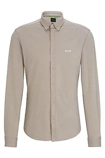 Koszule męskie - BOSS BIADO R Regular -Fit męska koszula z bawełny piqué-jersey z kołnierzem na guziki, jasnozielony, XXL - grafika 1