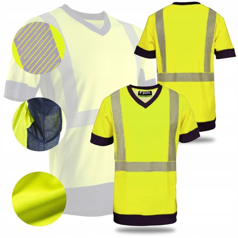 KOSZULKA ROBOCZA MĘSKA AIR ODBLASKOWA BAWEŁNA T-SHIRT ROBOCZY OSTRZEGAWCZY