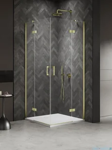 New Trendy Nesta Light Gold kabina 110x100x200 cm drzwi podwójne złoty połysk/szkło przejrzyste K-4567 - Kabiny prysznicowe - miniaturka - grafika 1