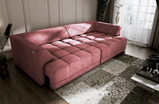 DOMO-HOME Duża sofa TIGA z elektrycznie rozkładanymi siedziskami 302x136cm| Stylowa i luksusowa Nowoczesny design do Twojego salonu Wygodna sofa rozkładana Kolor jasnoczerwony CLOUD - Sofy i kanapy - miniaturka - grafika 1