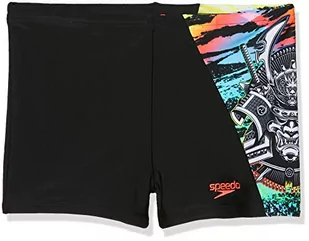 Speedo Boy's Neonsamurai Cyfrowy Aquashort Black/Bright Zest/Psycho Red/Fluro Green/Aquasplash 5-6 Years - Kąpielówki dla chłopców - miniaturka - grafika 1