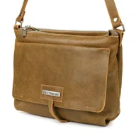 Torebki damskie - Beltimore Torebka Skórzana 2komorowa Klapa Pasek brązowa N14 brązowy, beżowy - miniaturka - grafika 1