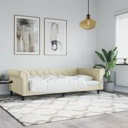 Łóżka - Sofa z funkcją spania, kremowa, 100x200 cm, sztuczna skóra Lumarko! - miniaturka - grafika 1
