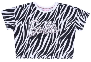 Biało - czarny krótki top BARBIE L - Koszulki i topy damskie - miniaturka - grafika 1