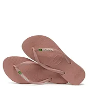 Klapki i japonki damskie - Havaianas Damskie japonki Slim Brasil Logo, różowy - Pink Crocus Rose 3544-35/36 EU - miniaturka - grafika 1