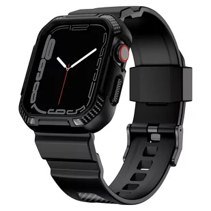 Kingxbar CYF537 2w1 pancerne etui Apple Watch SE, 8, 7, 6, 5, 4, 3, 2, 1 (45, 44, 42 mm) z paskiem czarne - Akcesoria do smartwatchy - miniaturka - grafika 1