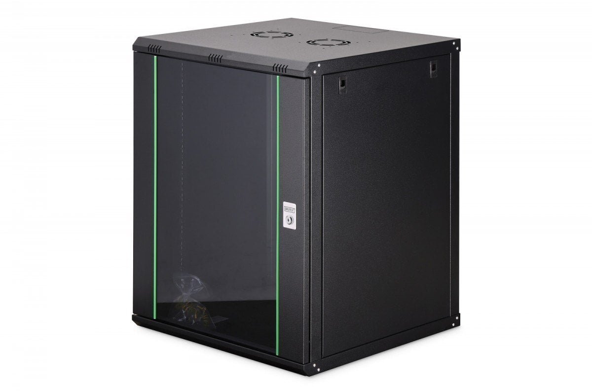 Szafa DIGIT Szafa sieciowa wisząca Dynamic 19 16U rack 600x600, szklane drzwi, czarny, nieskładana, 60kg DN-37115