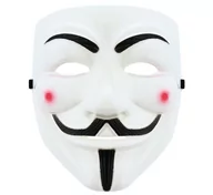 Dodatki do strojów karnawałowych - GoDan Maska "Anonymous", biała, plastikowa MPROT-YH - miniaturka - grafika 1