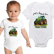 Body dla niemowląt - Body Dziecięce BOY LOVES TRACTORS Na Mikołajki Święta Gwiazdkę Białe 80cm - miniaturka - grafika 1