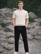 Dresy męskie - Spodnie dresowe czarny XL - miniaturka - grafika 1