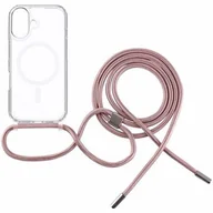 Etui i futerały do telefonów - Etui FIXED MagPure Neck MagSafe do Apple iPhone 16 Plus Przezroczysty + różowa smycz - miniaturka - grafika 1
