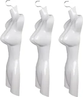 Manekiny wystawowe - zestaw 3 damskich torsów - 72 cm plastikowy tors damski - górna część ciała półplastyczna w kolorze białym - popiersie manekina - 3 części półplastycznego ciała damskiego - figurka manekina - manekin z haczykami - miniaturka - grafika 1