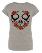 Koszulki i topy damskie - T-Shirt damski kolorowy nadruk CZASZKA r.XXL - miniaturka - grafika 1