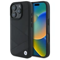 Etui i futerały do telefonów - BMW BMHCP16X23RCGPK iPhone 16 Pro Max 6.9" czarny/black hardcase Sign Leather Crossing Lines Pattern - miniaturka - grafika 1