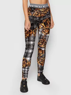 Spodnie damskie - Versace Jeans Couture Legginsy Tartan Baroque Print 71HAC101 Szary Slim Fit - grafika 1