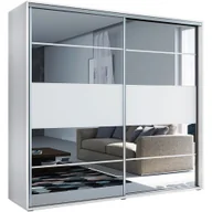 Szafy - Szafa Przesuwna 200 z Lustrem A6 Skąpski Meble Biały, Czekolada, 245 cm - miniaturka - grafika 1
