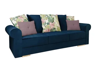 Kondela Sofa rozkładana ze schowkiem Smoky - niebieska / wzór / różowa - Sofy i kanapy - miniaturka - grafika 1