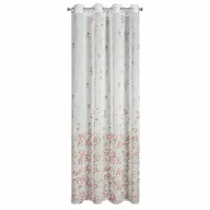 Zasłony - Zasłona Sonia kwiaty biało-różowa 140 x 250 cm na przelotkach - miniaturka - grafika 1