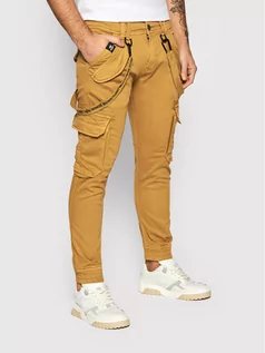 Spodnie męskie - Alpha Industries Spodnie materiałowe Utility 128202 Brązowy Slim Fit - grafika 1