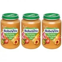 BoboVita Deserek Brzoskwinie jabłka banany i kiwi po 6 miesiącu Zestaw 3 x 190 g - Desery dla dzieci - miniaturka - grafika 1