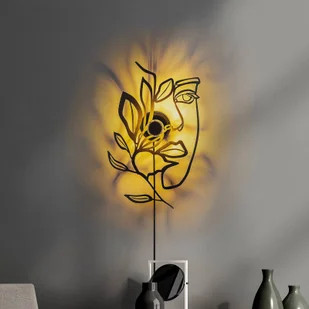 Opviq Lampa ścienna Flower Faced, czarna, metal, 54 x 34 cm, wtyczka - Lampy ścienne - miniaturka - grafika 1