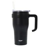 Kubki termiczne - Fernity Kubek termiczny z uchwytem i słomką Miami 600ml czarny - miniaturka - grafika 1