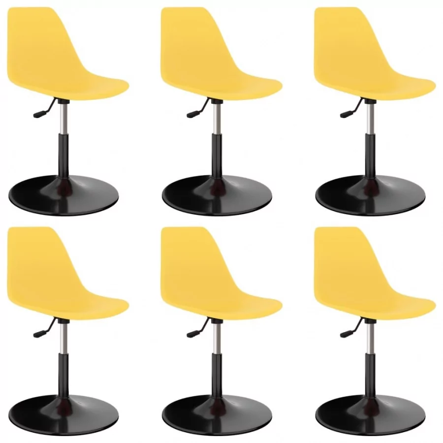vidaXL Obrotowe krzesła stołowe, 6 szt., żółte, PP
