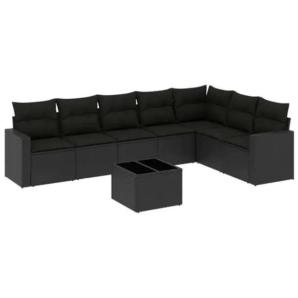 Zestaw mebli ogrodowych modułowych z poduszkami, czarny, rattan PE, 65,5 x