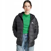 Kurtki damskie - Kurtka damska adidas Essentials Light Down Hooded czarna HZ5724 S - miniaturka - grafika 1