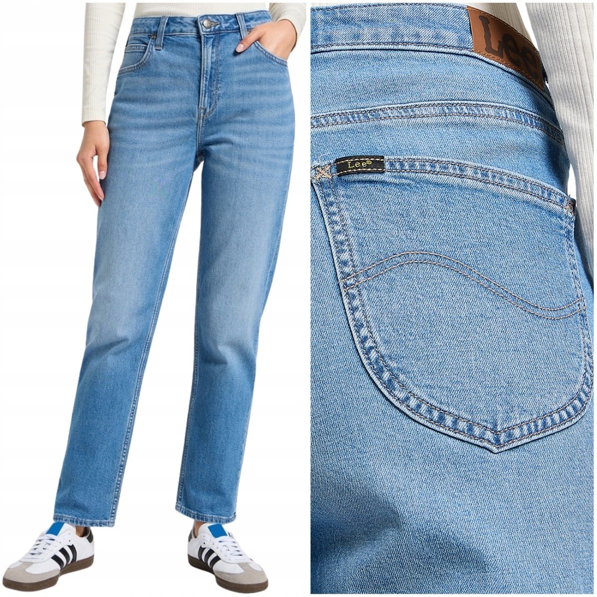 Lee Carol Bright Mood proste wysokie damskie spodnie jeansowe 7/8 W27 L33