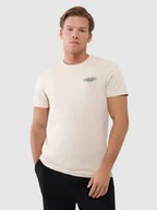 Koszulki męskie - 4F T-shirt męski regular z nadrukiem 4FWSS25TTSHM1974-12S Biały Roz. S - miniaturka - grafika 1
