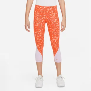 Dziecięce Legginsy NIKE G NK DF ONE CAPRI ANML AOP DO7125-817 – Pomarańczowy - Legginsy - miniaturka - grafika 1