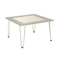 Ławy i stoliki kawowe - Szary stół, stolik kawowy z lustrem, kwadratowy, nogi chromowane, do salonu - miniaturka - grafika 1